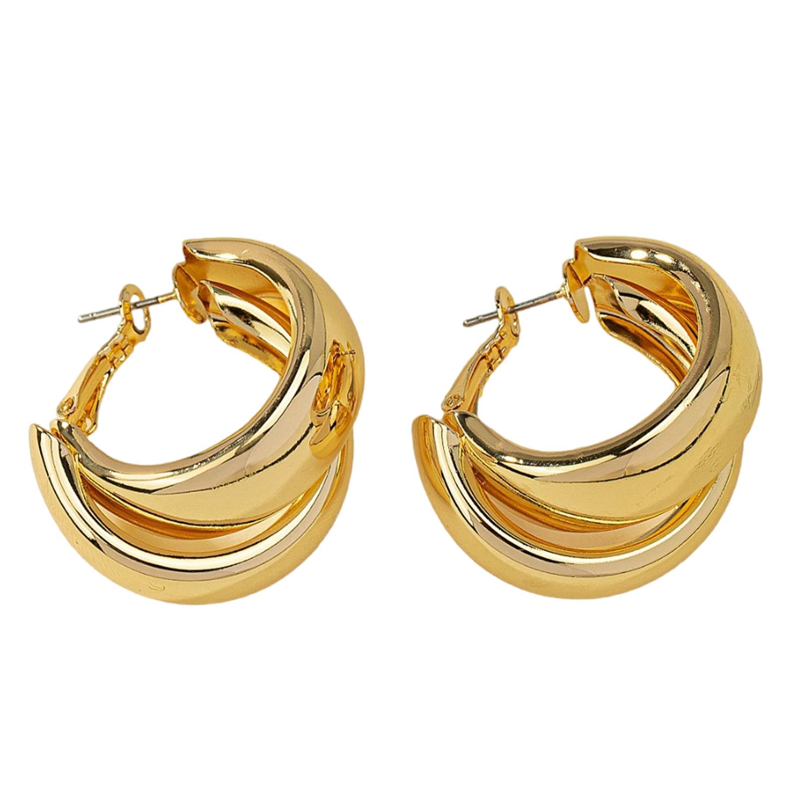 

Винтажные серьги Преувеличенные серьги Серьги-кольца Серьги-подвески Широкие двойные кольца Украшения для женщин и девушек золотой