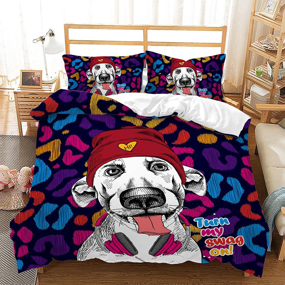 

Hip Hop Pineapple Music 3D Digital Printing Kit Bed Three Piece Quilt Cover 135 * 200 (two-piece set) 90g