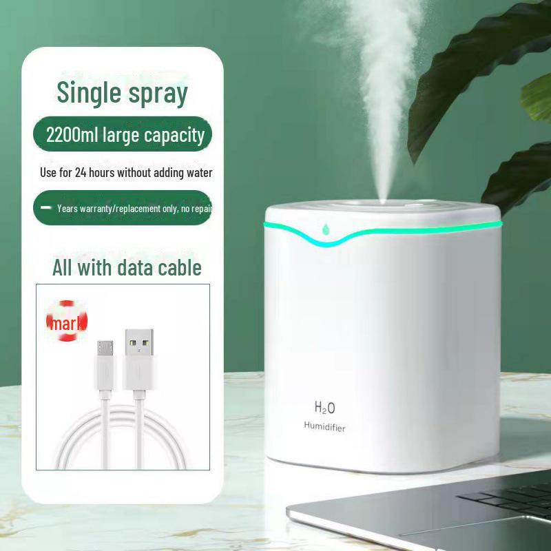 

USB-увлажнитель с двойным распылением: Тихий, большой объем тумана, ароматерапия для дома и спальни LD03 Water Drop 2000ml [Single Spray] белый