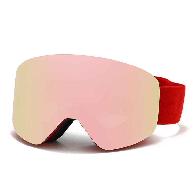 Magnetic ski goggles with cylindrical double-layer anti-fog protection for children and adults, large spherical ski goggles compatible with