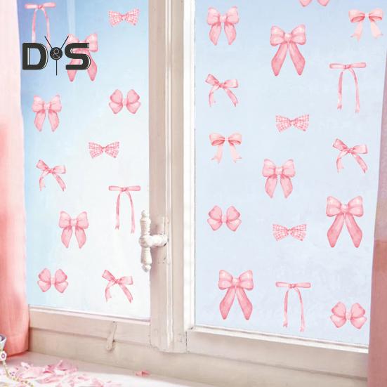 4 Sheets Bowtie Decals Blue/Pink Bow Knot Wall Stickers Peel And Stick Wall Decor Stickers for Nursery Bedroom Kids Room