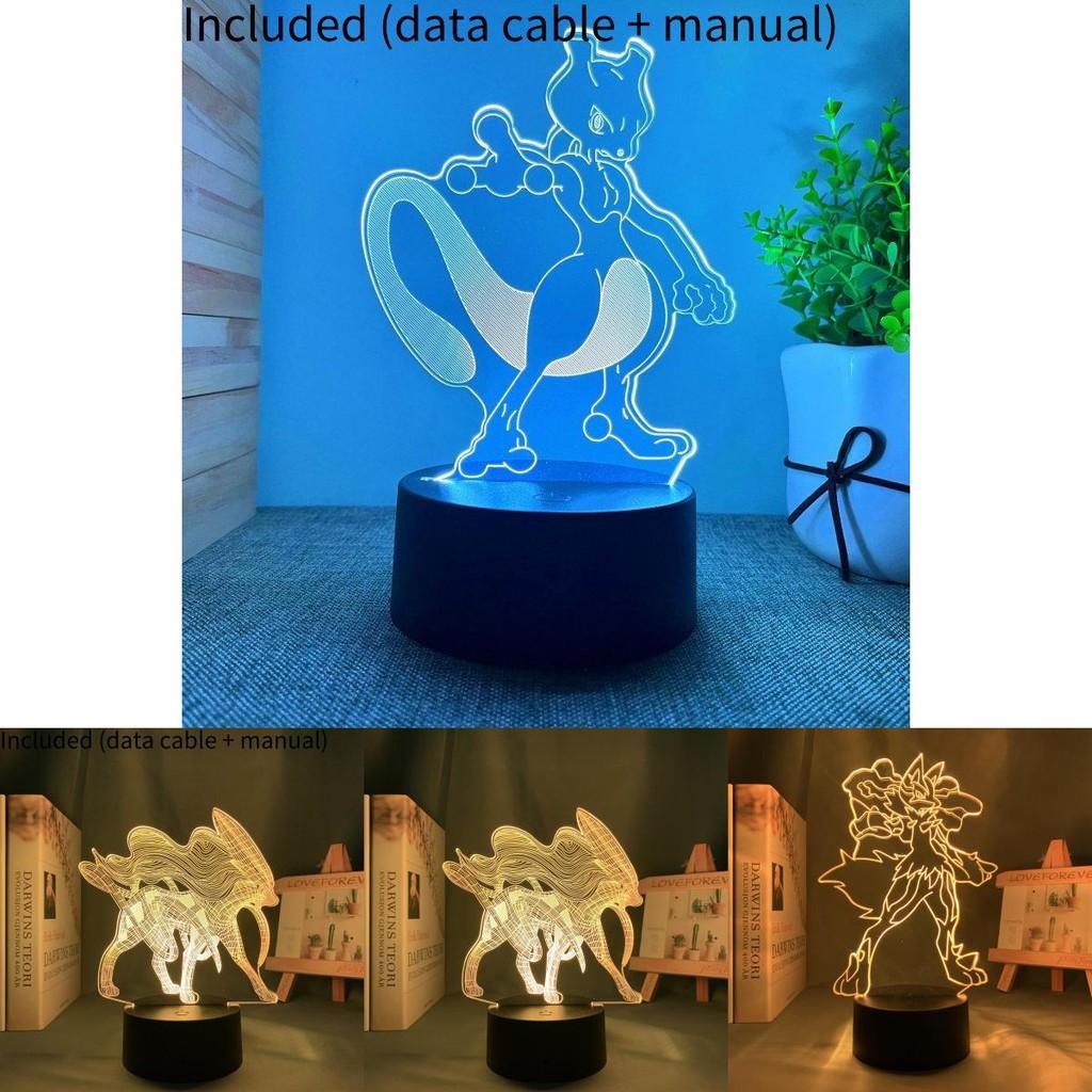 Creative Led Pikachu 3d Night Light Colorful Acrylic Decorative Table Lamp Gift