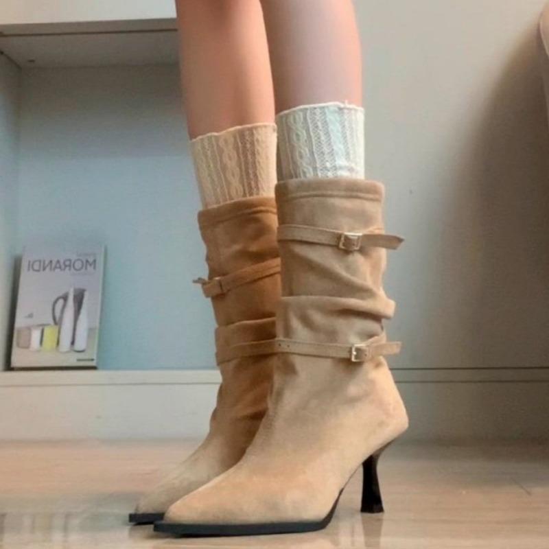 Fashion Autumn Fashion High Quality Pointed Toe Vintage Ankle Boots Sexy Thin Hihe Heel Women Warm Knight Slip On Party Shoes 659