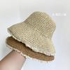 Straw Hat Women's Small Fresh Lace Solid Color Versatile Bucket Hat Summer Vacation Casual Big Brim Sun Hat