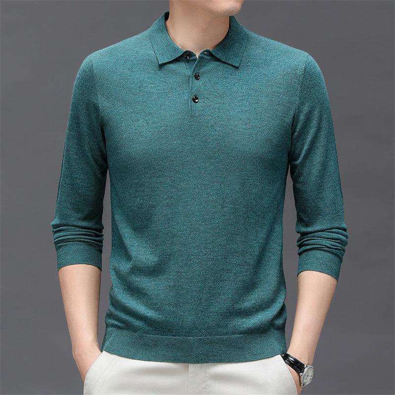 Men's Thickened Silk Wool Knit Pullover Sweater - Round Neck, Plain Color, Autumn/Winter Casual Lapel Cardigan.