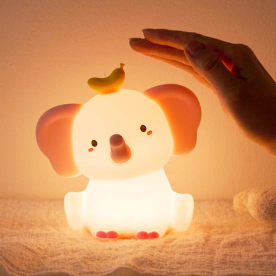 Elefant Nachtlicht Silikon BPA-frei Dimmbar Touch-Steuerung Nachtlampe 2-stufig dimmbar Wiederaufladbar Auto-Off-Timer Nachtlampe Kinderzimmerdeko