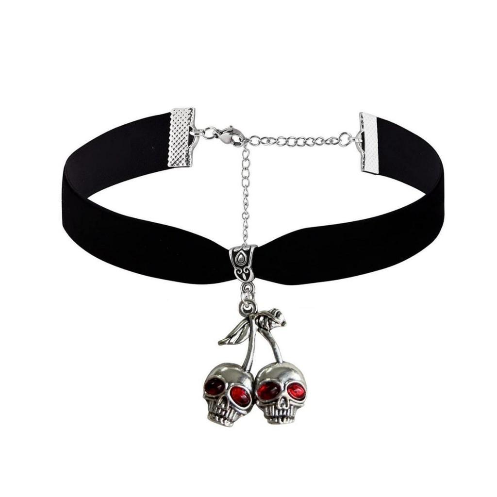 Gothic Skull Necklace With Velvet Chain For Women Fashion Accessory