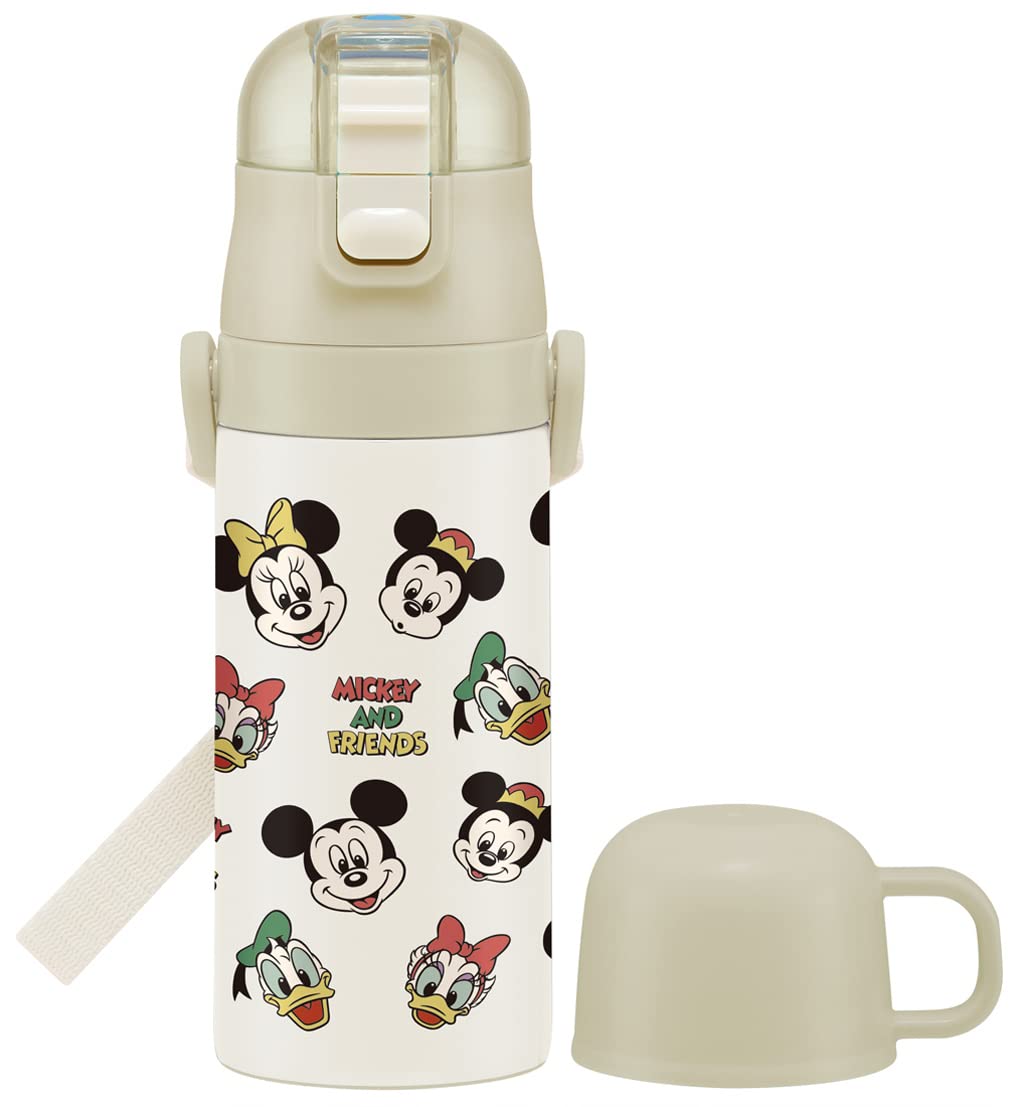 

Skater Stainless Steel Water 420ml or 350ml Mickey Friends Cooking and Insulated for Girls and Disney Small Sports Water Bottle Kids Bottle, 2-Way,