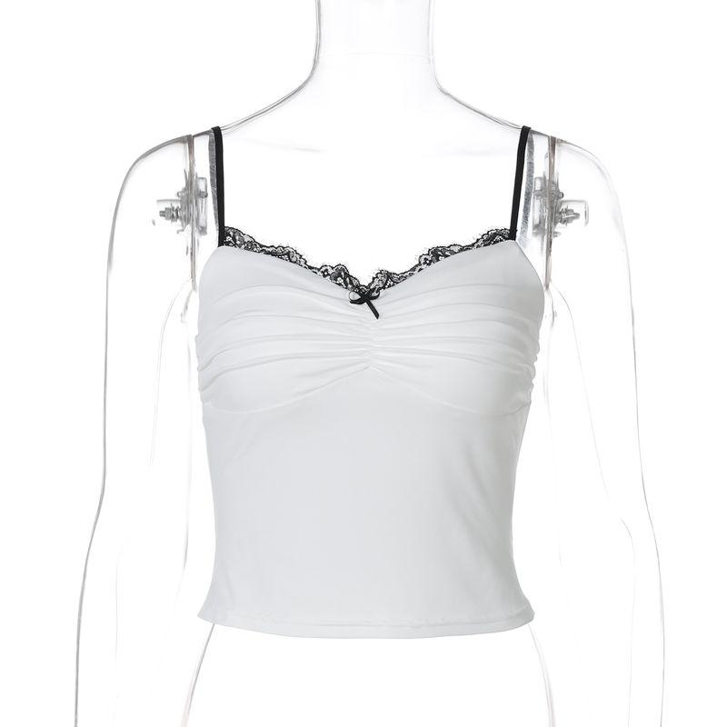 

Gusty Pure Desire Sexy Sexy Lace Lace Camisole 2025 Summer Jumei Bows Waist-Controlled Top White S