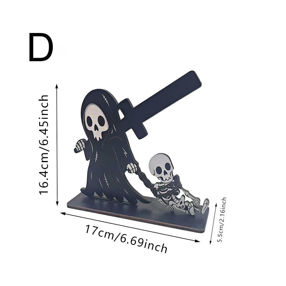 Halloween Katze Geister Kürbis Skelett Holz Taschentuchrollenhalter Aufbewahrungsregal Haus Restaurant Tischdekoration Taschentuchhalter gray