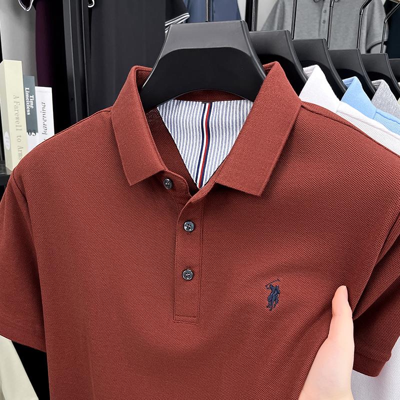 100% Pure Cotton Short Sleeved Men's Polo Shirt Fashion Embroidery Golf Top Casual Business T-shirt