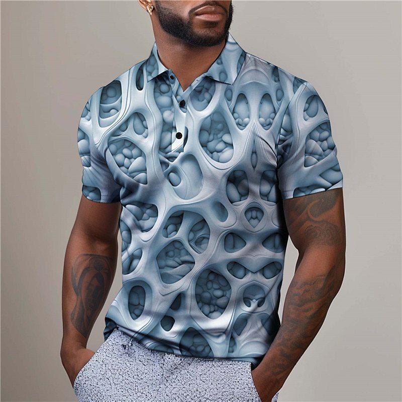 

men polo shirt short sleeve 3d print tops fashion polyester breathable comfortable polos shirts 4XL