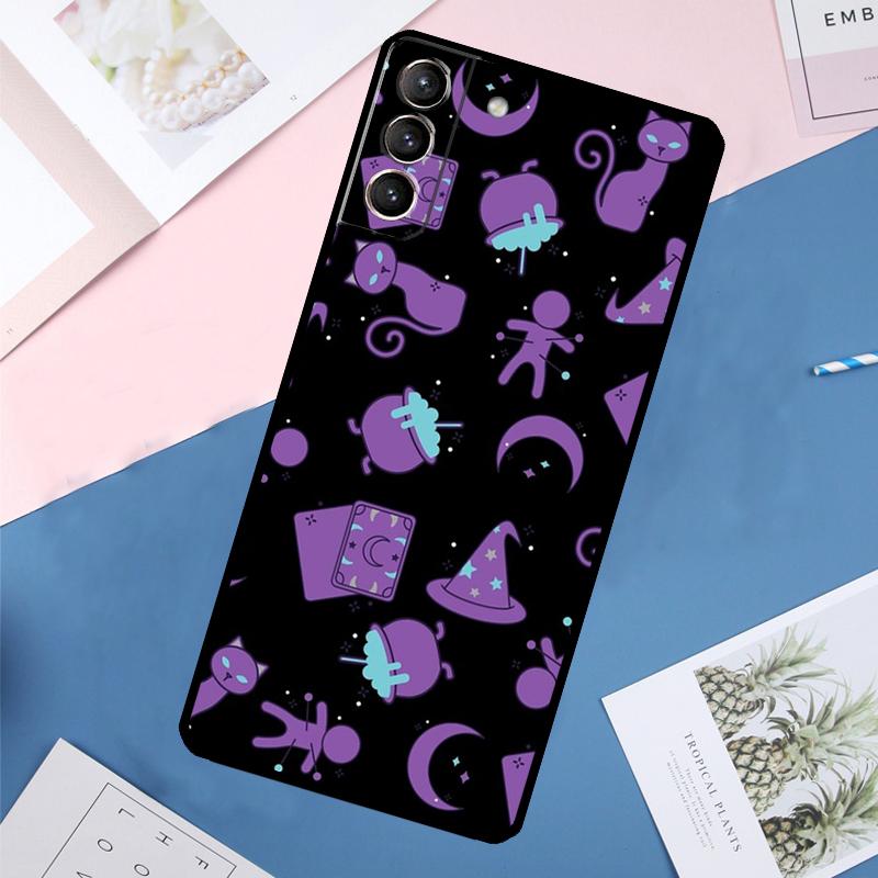 Witches Cat Moon Case For Samsung Galaxy S24 Ultra S21 S22 S23 S25 Ultra S9 S10 Plus S20 FE S25 FE Back Cover
