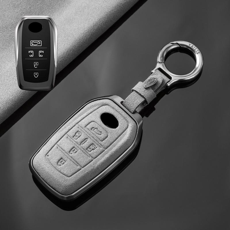 Metal Suede Car Remote Key Cover Case Holder shell Keychain Fob For Toyota New Alphard Hev Crown Vellfire Granvia Sienna 2025