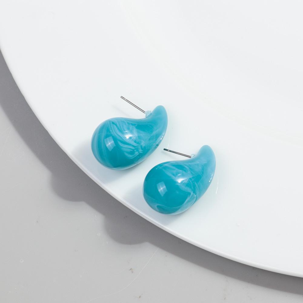 New AB Colorful Chunky Teardrop Earrings Dupes for Women Smooth Hollow Thick Water Drop Earring Hoops Trendy Jewelry Lightweight