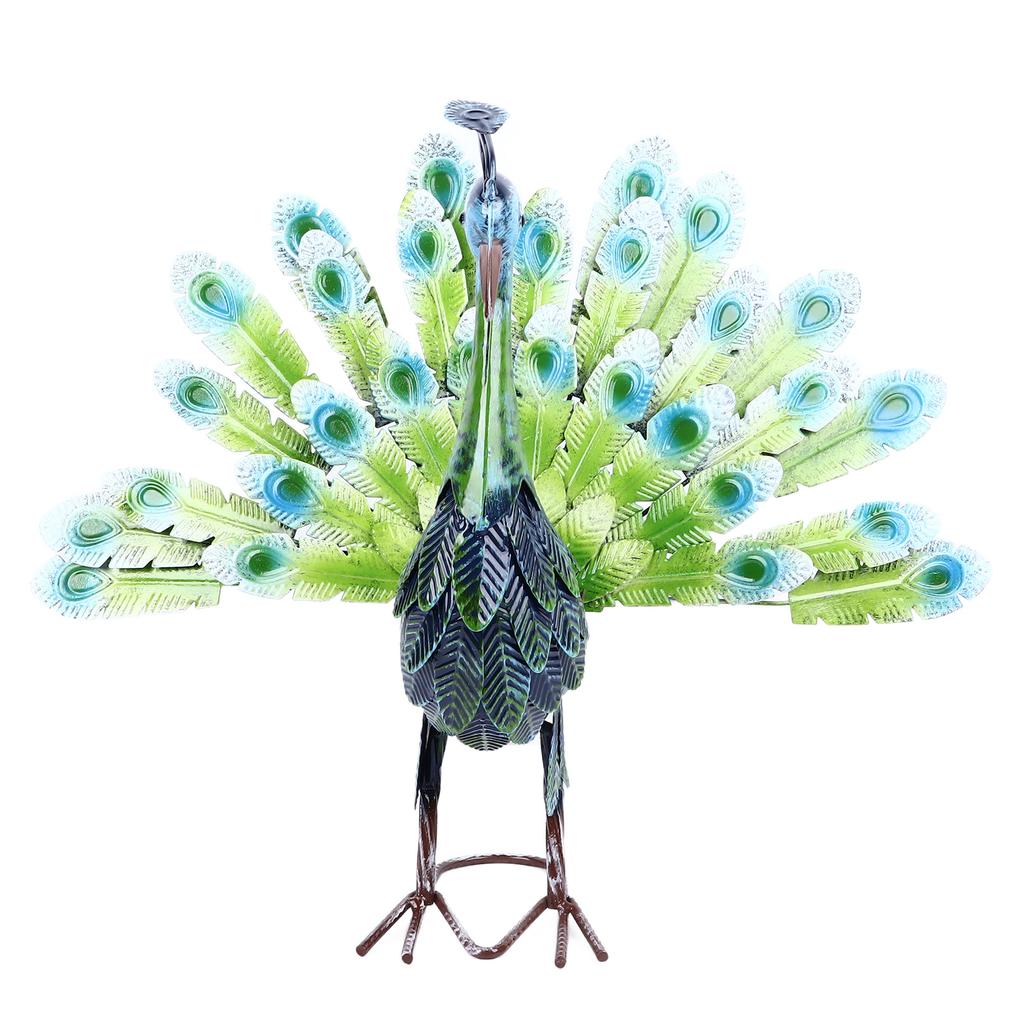 Metal Peacock Statue Realistic Easy DIY Assembly Beautiful Peacock Statue Ornament for Outdoor