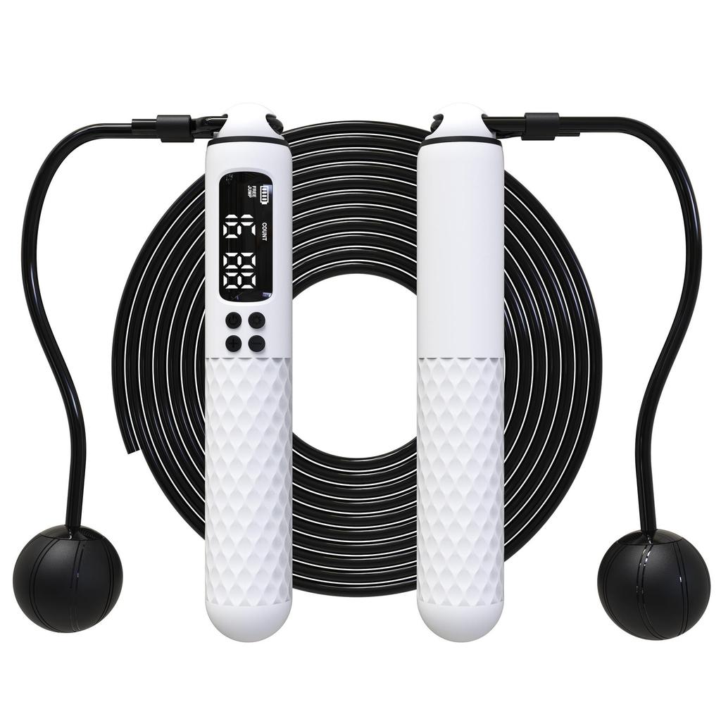 Rechargeable Smart Counting Jump Rope: Weighted, Cordless, Fitness Steel Wire, with English Display