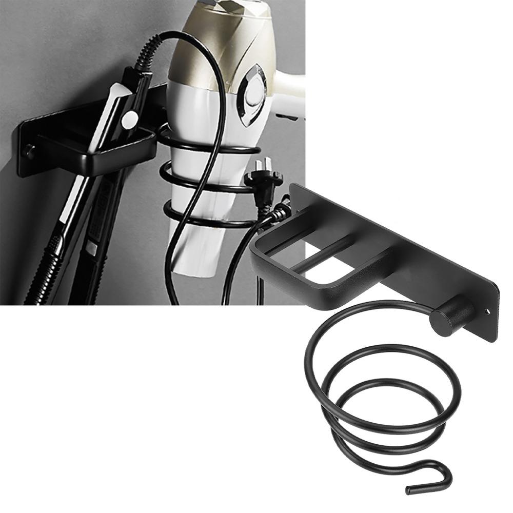 Asciugacapelli Nero Portaoggetti Design a Spirale Supporto per Piastra Bagno Tavolino da Toeletta Camera da Letto