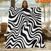 1pc 2D Flat Printing Spring And Summer New Arrival Black And White Wave Pattern Digital Print Blanket, Throw, Soft And Comfortable 100% Fiber, All-Sea