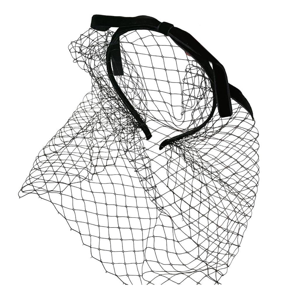 Elegant Fascinator Headband with Veil Vintage French Styles Hairhoop with Bowknot for Women Teaparty and Cocktail Event