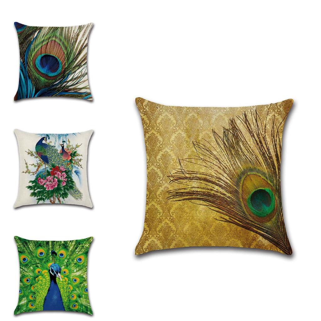 Elegant Peacock Feathers Sofa Bed Car Home Decoration Pillow Case For Stylish Interiors