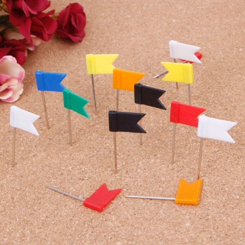 100pcs/box Bright Colors Colored Push Pins Easy Insert Reliable Material Drawing Tacks 100 Pieces Box Stable Fixing