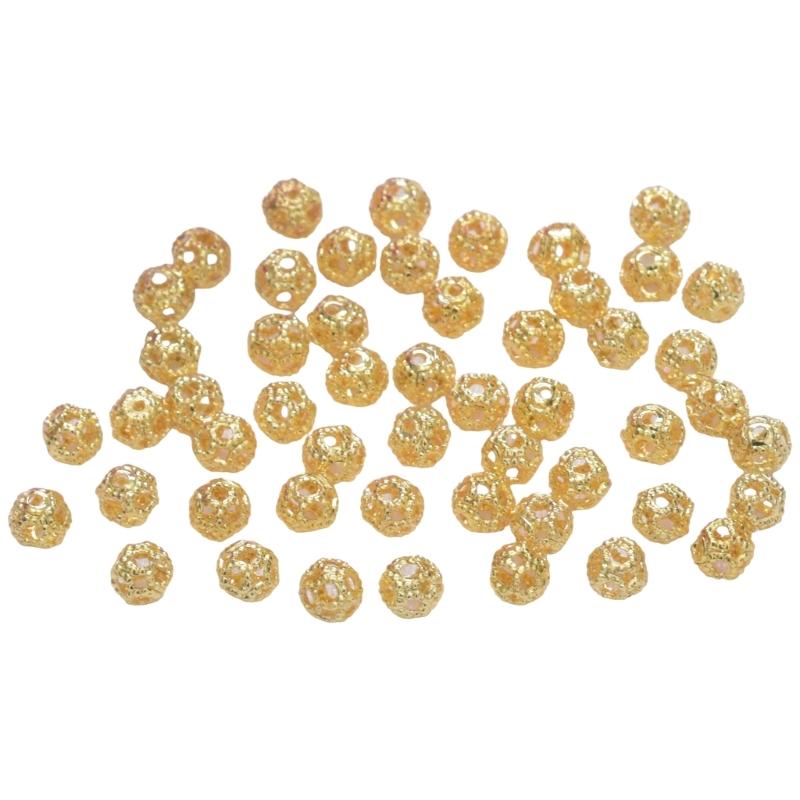 Round Spacer Beads for Jewelry Making Gold Silver Color Copper Beads Separators