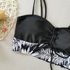 Bikini z wysokim stanem Damskie Vintage Kwiatowy Wzór Plisowany Sznurek Push-Up Patchwork Kostium Kąpielowy Duży Rozmiar Strój Kąpielowy