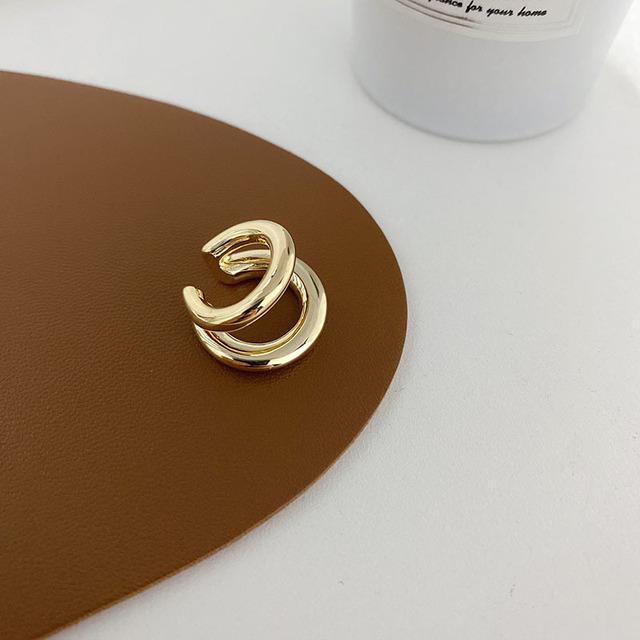 Fake Piercing Earcuff Double Circle Ear Cuff Faux Earrings for Women Man Hiphop Vintage Cuffs Earclips Accessories Korean Fashio