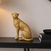 Figurine d'Animal en Résine Modèle Léopard Doré, Statue Vivante, Posture Accroupie ou Courante, Ornement de Haute Qualité pour Meuble TV, Entrée, Bureau, Pendaison de crémaillère,