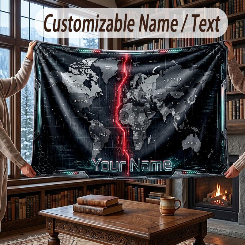 Abstract Personalized Theme Throw Blanket Custom Name Text Personalized Blanket Soft Cozy Blanket for Home Sofa Bed