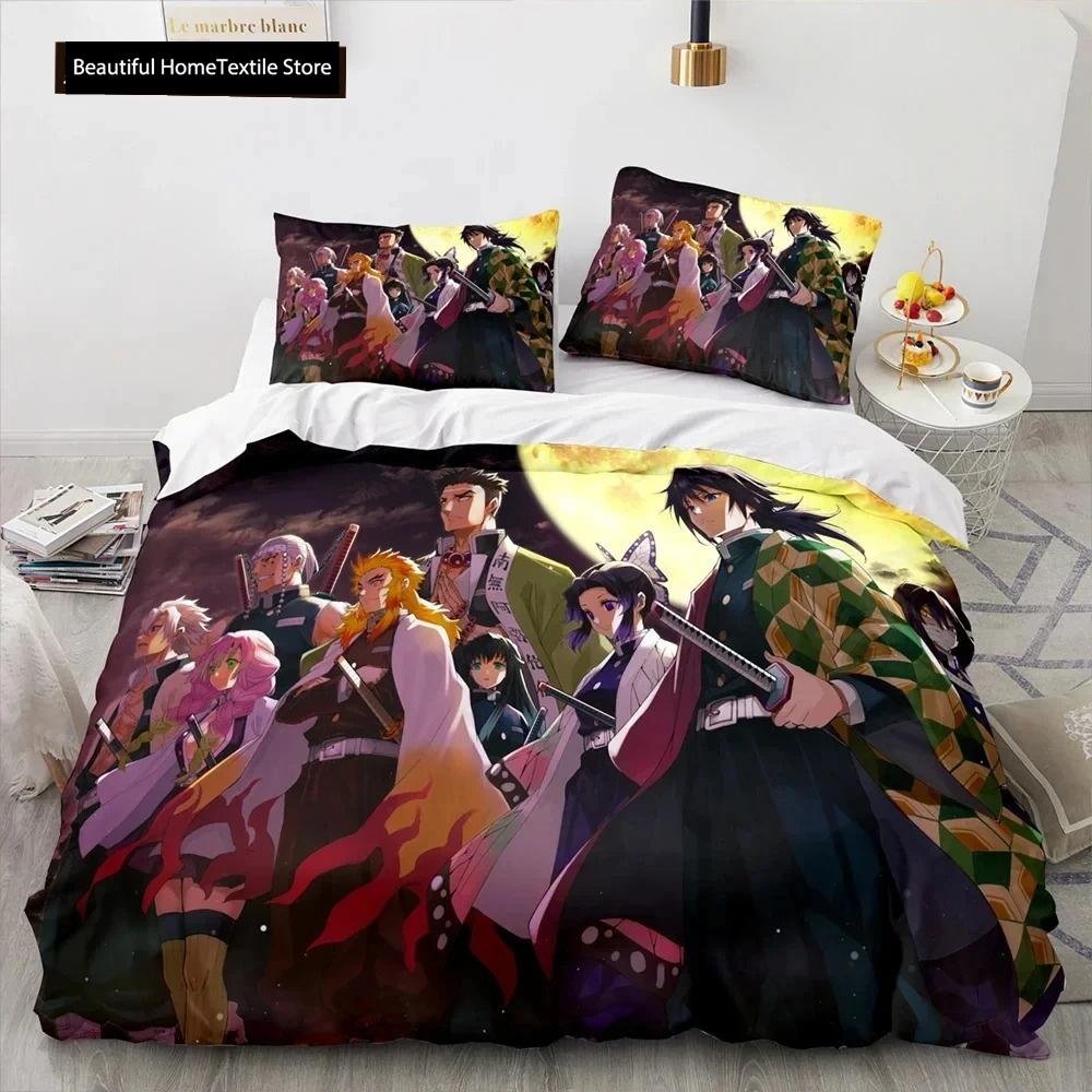 Demon Slayer 3d Bedding Set Anime Duvet Cover Pillowcases Single Twin Full Queen King Size Boys Girls Boys Gift Home Decor
