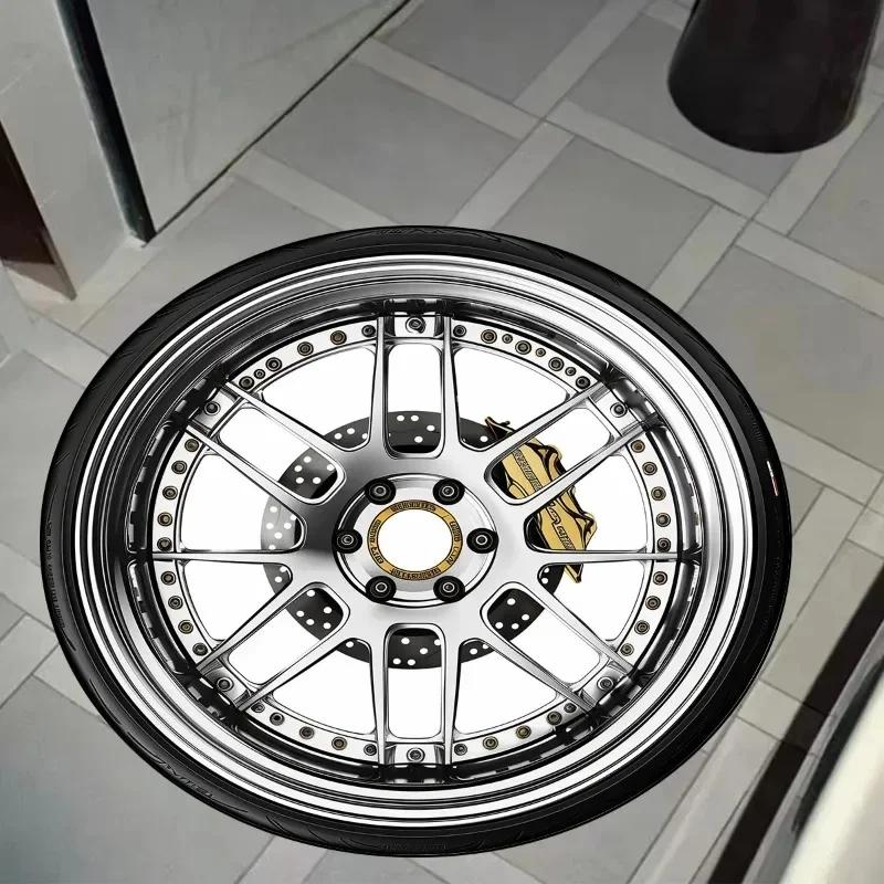  Disney Creative Wheel Car Tire Round Rug Carpet for Bedroom Non-slip Rugs  Area Rug Soft Foot Mats Room Floor Mat Decor