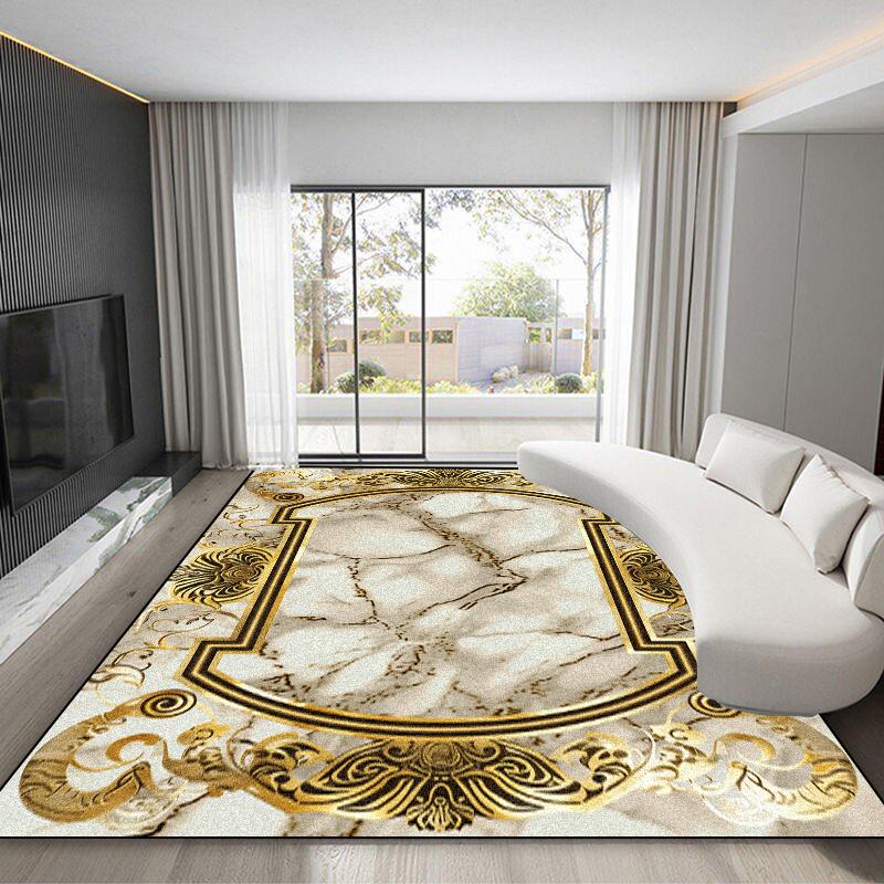 Luxury Gold Frame Ccarpet for Living Room Europe Style High-grade Dining Room Large Area Rugs Washable Non-slip Bedroom Foot Mat