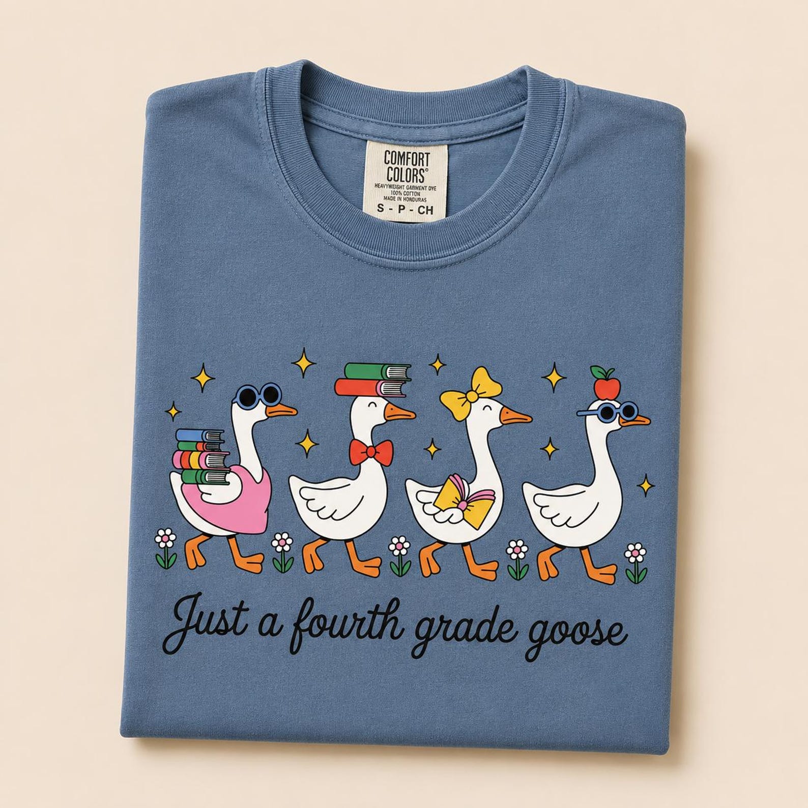 Just A Fourth Grade Goose Shirt, 4th Grade Teacher Shirt, Cute Goose Teacher Tee, Back To School Comfort Colors Shirt M