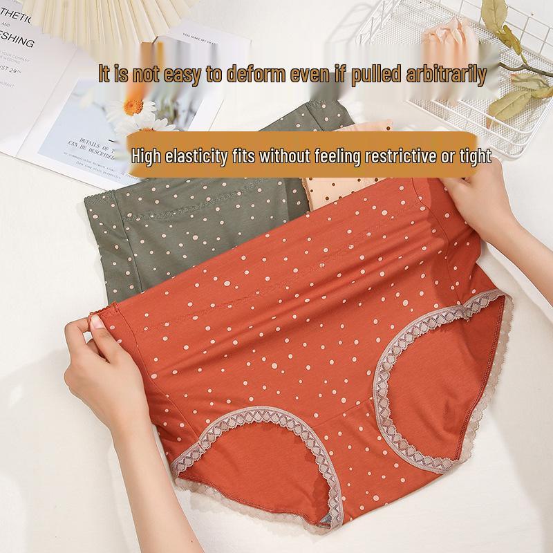 Plus Size High-Waisted Polka Dot Cotton Underwear for Women - 2026 New Style for Middle-Aged and Elderly