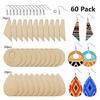60x Blank Teardrop & Tapered Cutout Pendants Wooden Unfinished Earrings for DIY