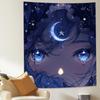 Starry Night Anime Girl Tapestry  Vibrant Wall Hanging with Moon and Stars for Bedroom and Living Room Decor Perfect Gift