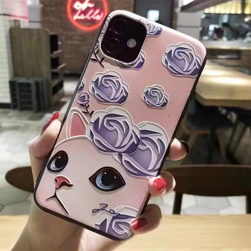 For Google Pixel 3 / Pixel 4 / Pixel 5 Case 3D Flower Relief Silicone Emboss Back Covers for Google Pixel 5 Cases Soft Cartoon