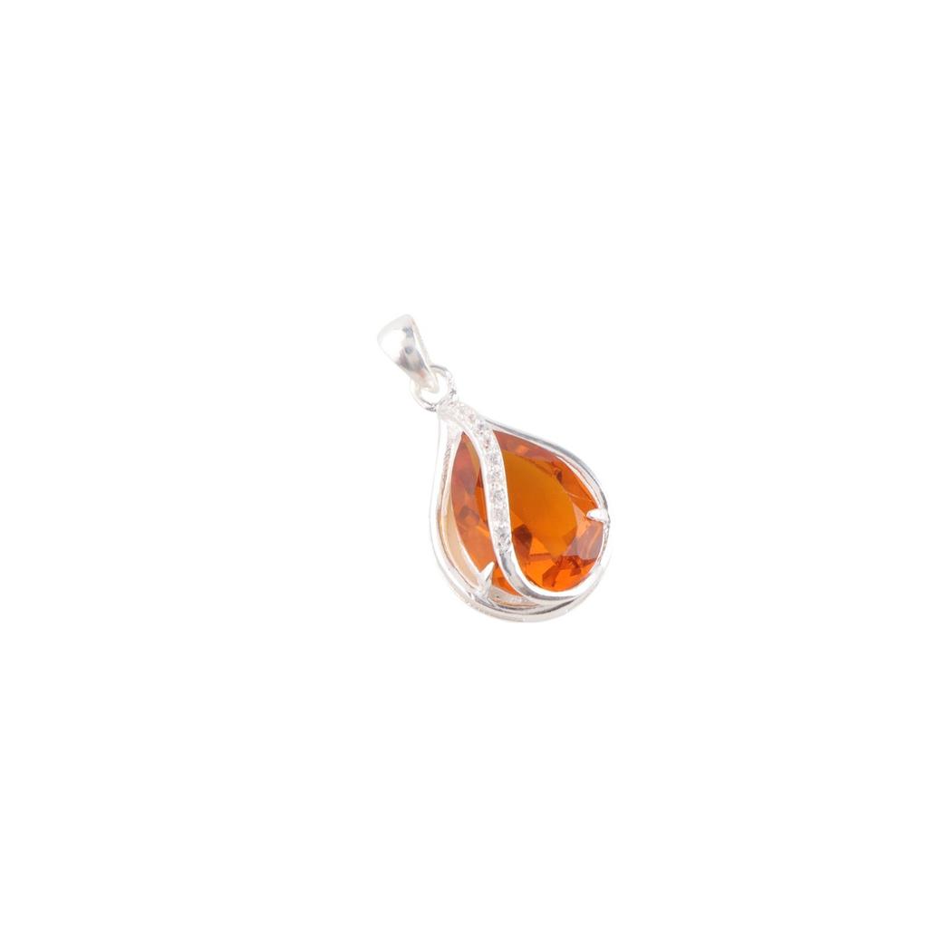 Yellow Citrine Gemstone 925 Sterling Silver Jewelry Fashionable Zircon Pendant CZP-7-15