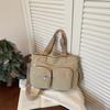 Stylish Canvas Shoulder Bag for Women, Multi-Pocket Tote with Adjustable Strap and Durable Design
