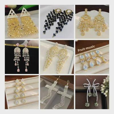 Elegant Triangle Zircon Tassel Sequin Earrings - Luxury Statement Jewelry for Women