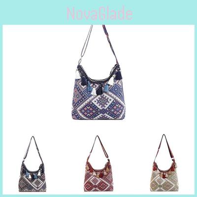 Embroidery Style Tassel Large Capacity Single Shoulder Bag For Daily Use