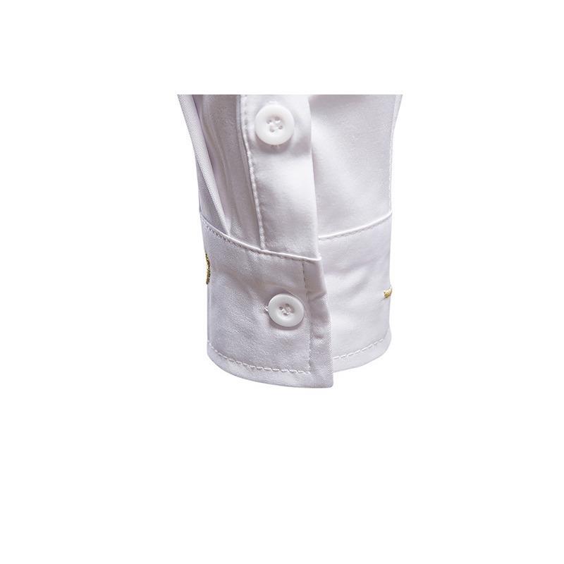 Men S Slim Fit Long Sleeve Asymmetric Embroidered Shirt European Size Spring Autumn
