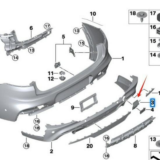 BMW X4 G02 Rear Bumper Tow Hook Cover, Unpainted (Part No. 51128072040)
