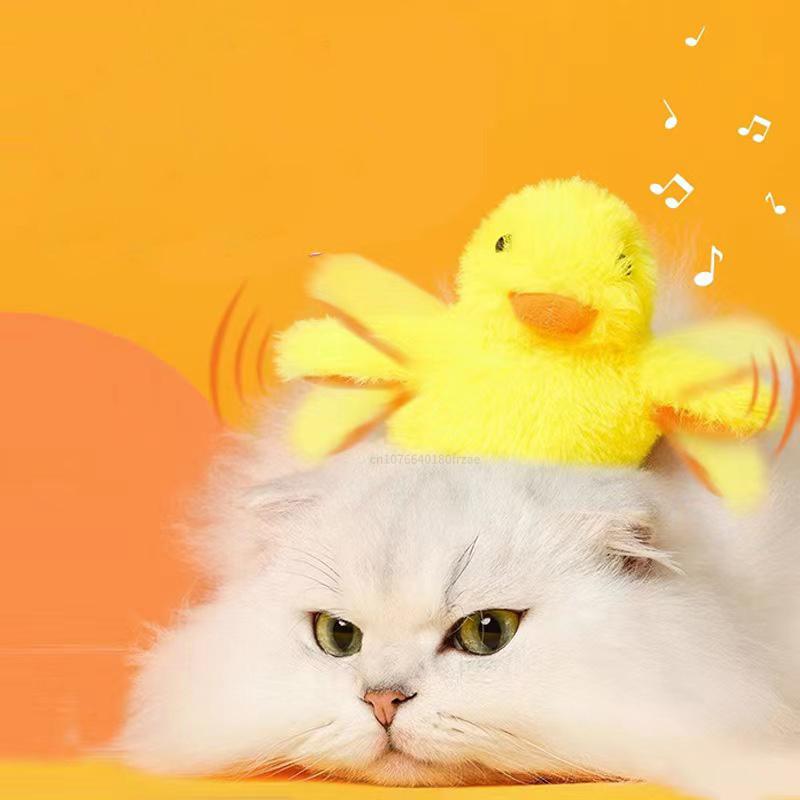 Katzenspielzeug mit flatternder Ente, interaktives elektrisches Vogelspielzeug, waschbares Katzenplüschspielzeug mit Katzenminze, Vibrationssensor, Katzenspiel, Spielzeug für Kätzchen