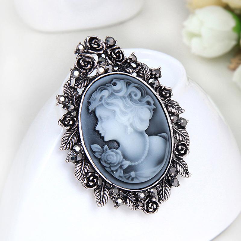 1X Vintage Cameo Victorian Style  Wedding Party Women Pendant Brooch Pin
