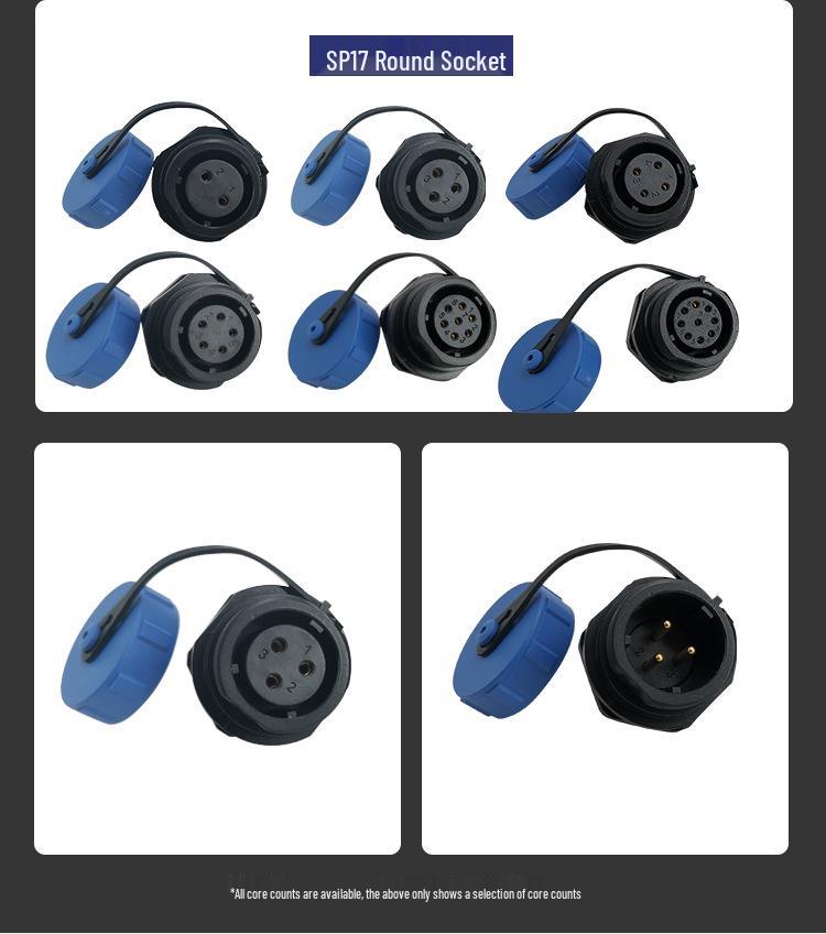 SP17 Series Aviation Plug: IP68 Waterproof Connector with Rear Nut Cable Solder.