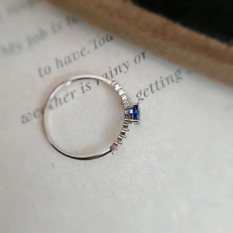 Inlaid Diamond Sapphire Rings For Women Light Luxury Retro Exquisite Blue Ring Engagement Court Style Wedding Jewelry