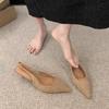 Fashion 2024 Spring New Women Sandal Fashion Pointed Toe Shallow Slip On Dress Mules Shoes Thin Low Heel Slingback Sandal
